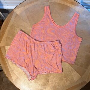 Colsie Swirl Pattern Pajama Set - Pink and Orange